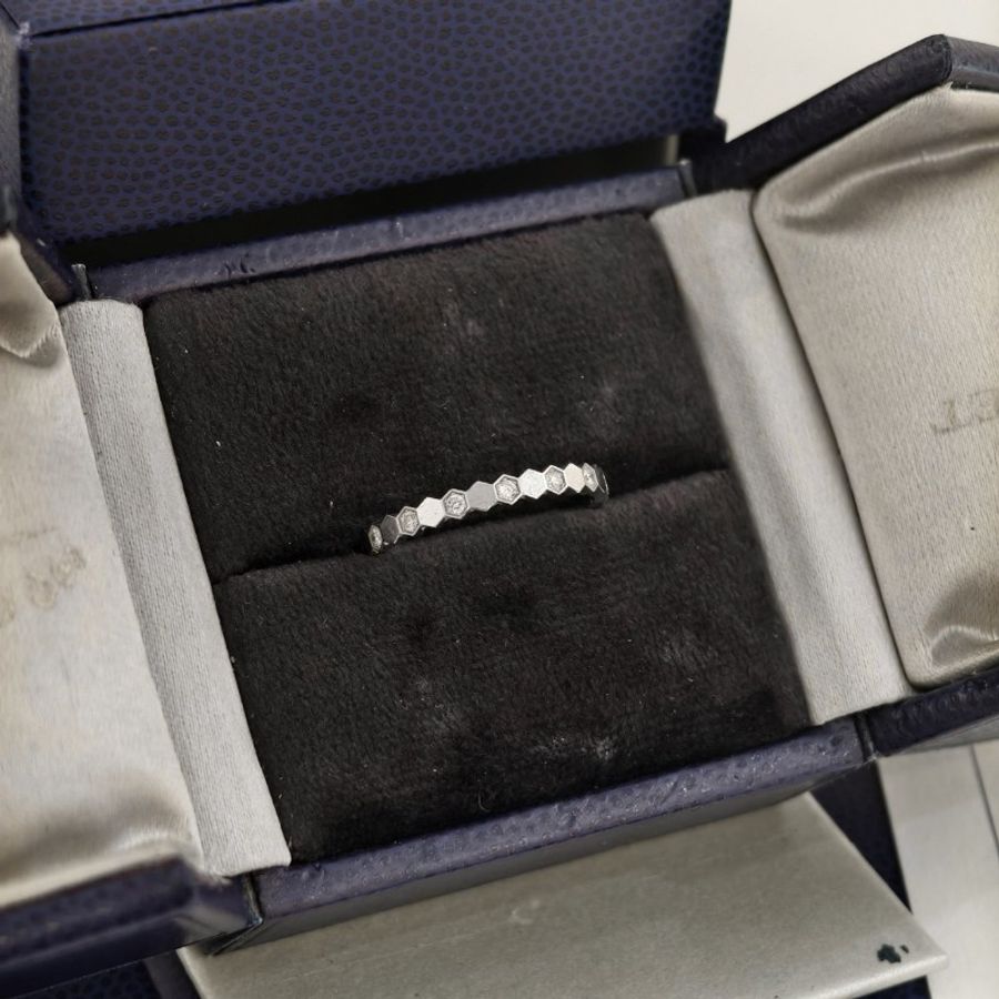 Chaumet/尚美 BEE MY LOVE白金半鑽蜂巢戒指57碼-3