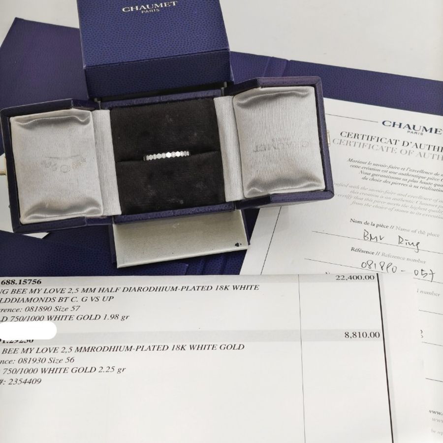 Chaumet/尚美 BEE MY LOVE白金半鑽蜂巢戒指57碼-6