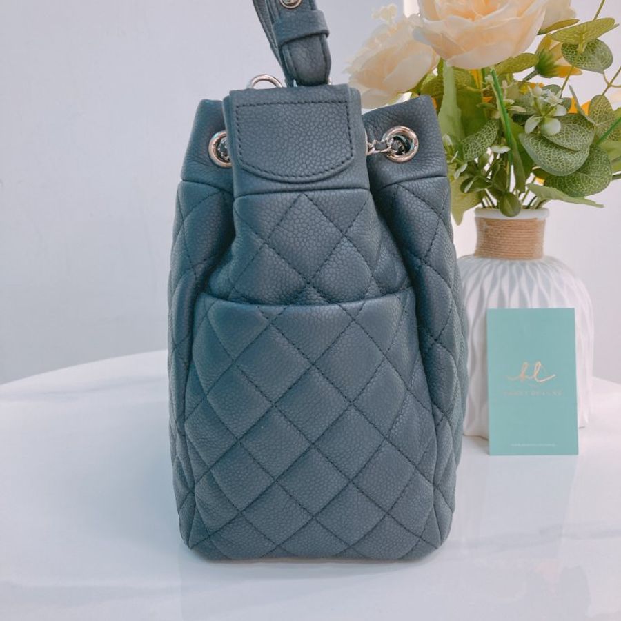 MS0771	Chanel 香奈兒經典菱格水桶包包 Bucket Drawstring Chain Shoulder Handbag Grained Calfskin Dark Grey-3