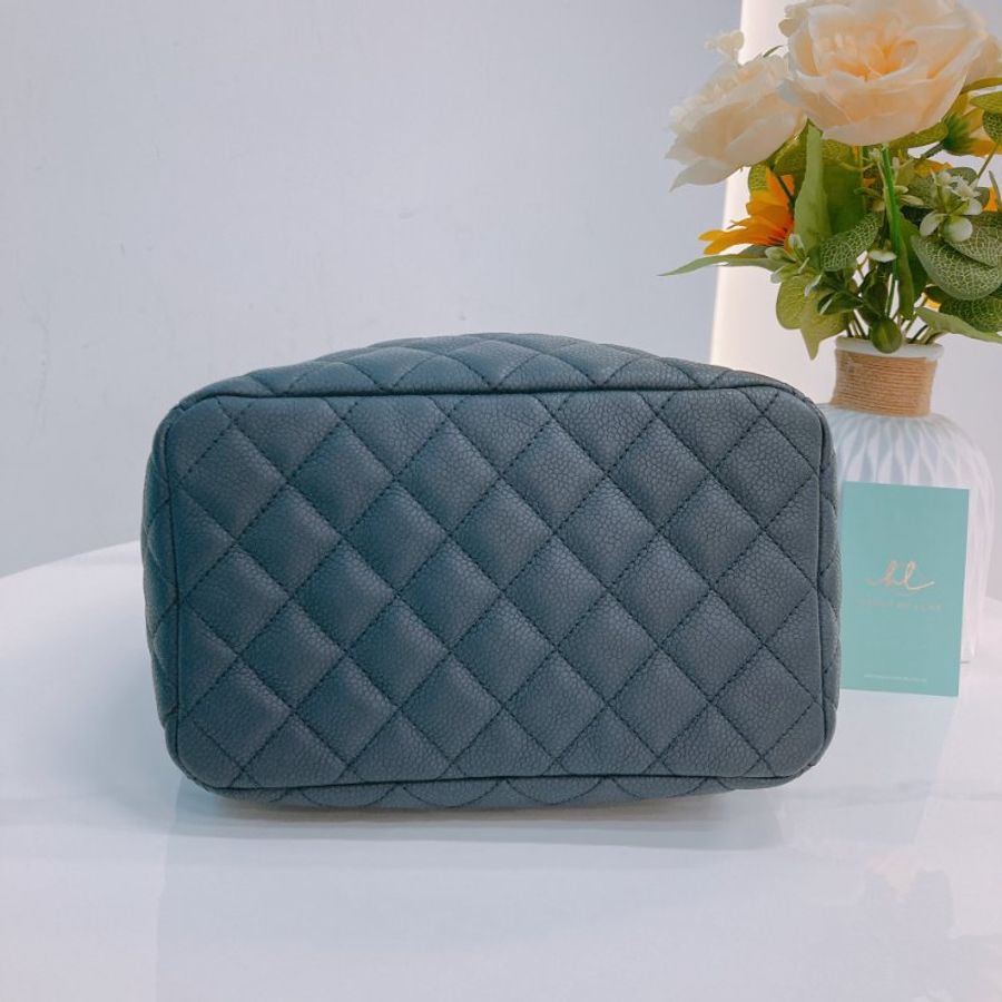 MS0771	Chanel 香奈兒經典菱格水桶包包 Bucket Drawstring Chain Shoulder Handbag Grained Calfskin Dark Grey-4