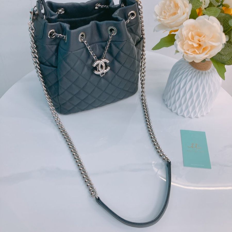 MS0771	Chanel 香奈兒經典菱格水桶包包 Bucket Drawstring Chain Shoulder Handbag Grained Calfskin Dark Grey-16