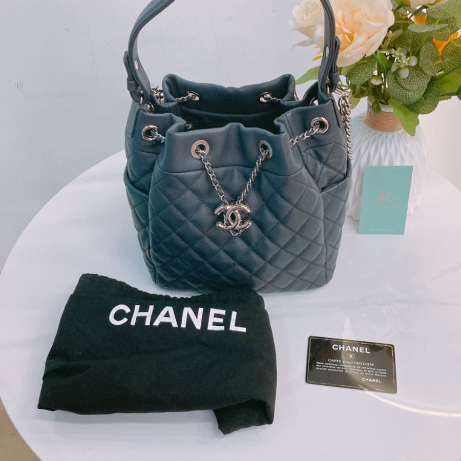 MS0771	Chanel 香奈兒經典菱格水桶包包 Bucket Drawstring Chain Shoulder Handbag Grained Calfskin Dark Grey-17