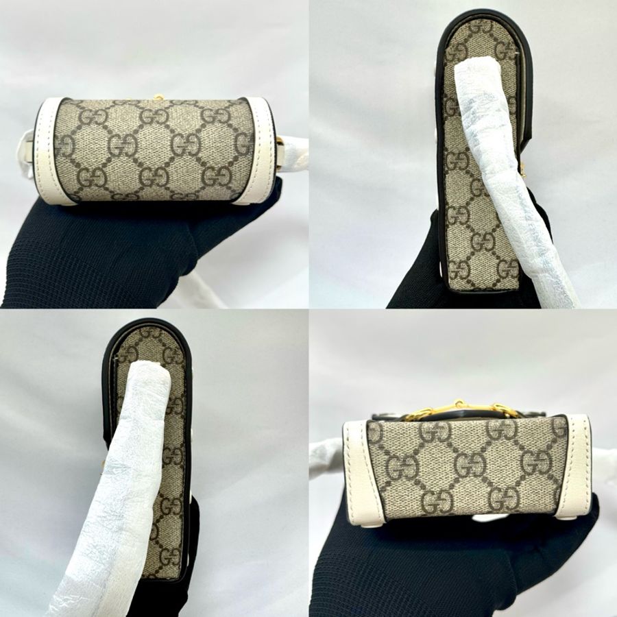 GUCCI 古馳 Horsebit 1955 馬銜扣復古皮革直式迷你手機包 625615 白色-3