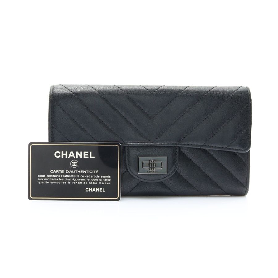 黑色牛皮 2.55 方扣 扣式 長夾 限量版【CHANEL 香奈兒】 A80829-7