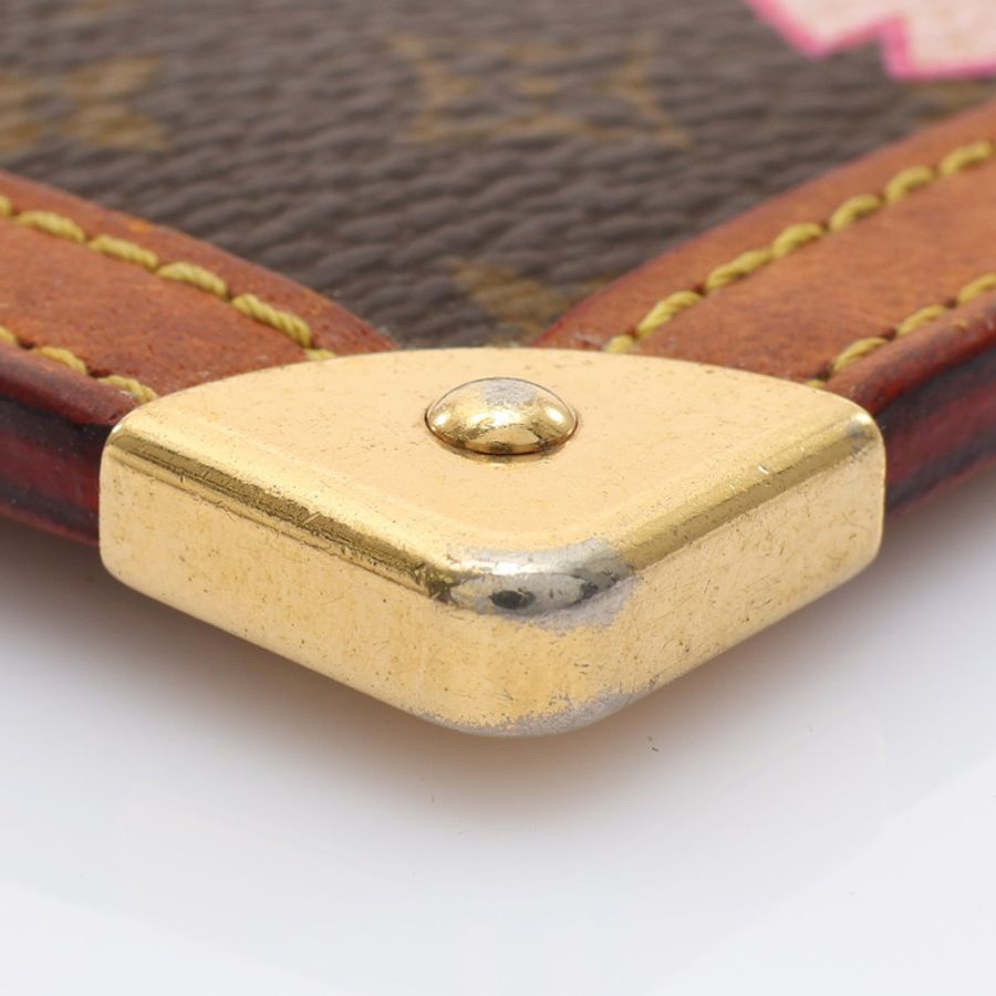 棕色 原花帆布 Cherry Blossom Pochette 零錢包【LOUIS VUITTON LV 路易威登】 M92015-5
