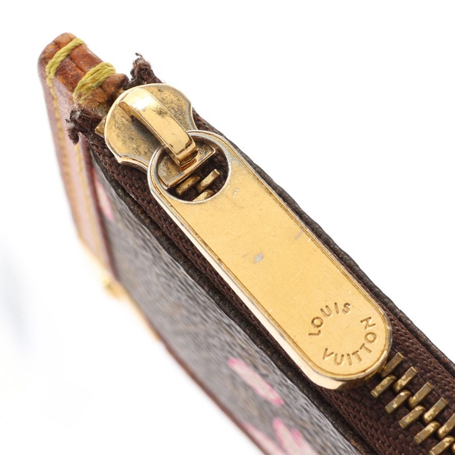 棕色 原花帆布 Cherry Blossom Pochette 零錢包【LOUIS VUITTON LV 路易威登】 M92015-9