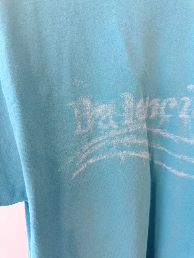 Balenciaga ✨藍色海浪Logo短袖Oversize 做舊印刷上衣 #XS-2