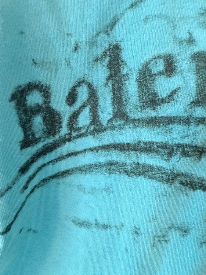 Balenciaga ✨藍色海浪Logo短袖Oversize 做舊印刷上衣 #XS-7