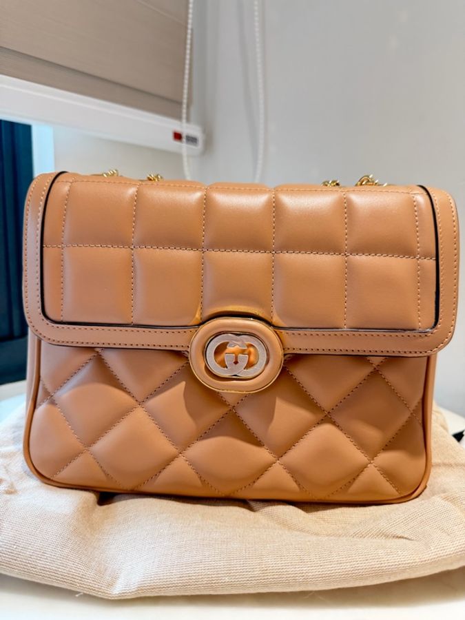 🤎 Gucci Blondie Medium Shoulder Bag｜奶茶色｜近全新｜附件完整-0