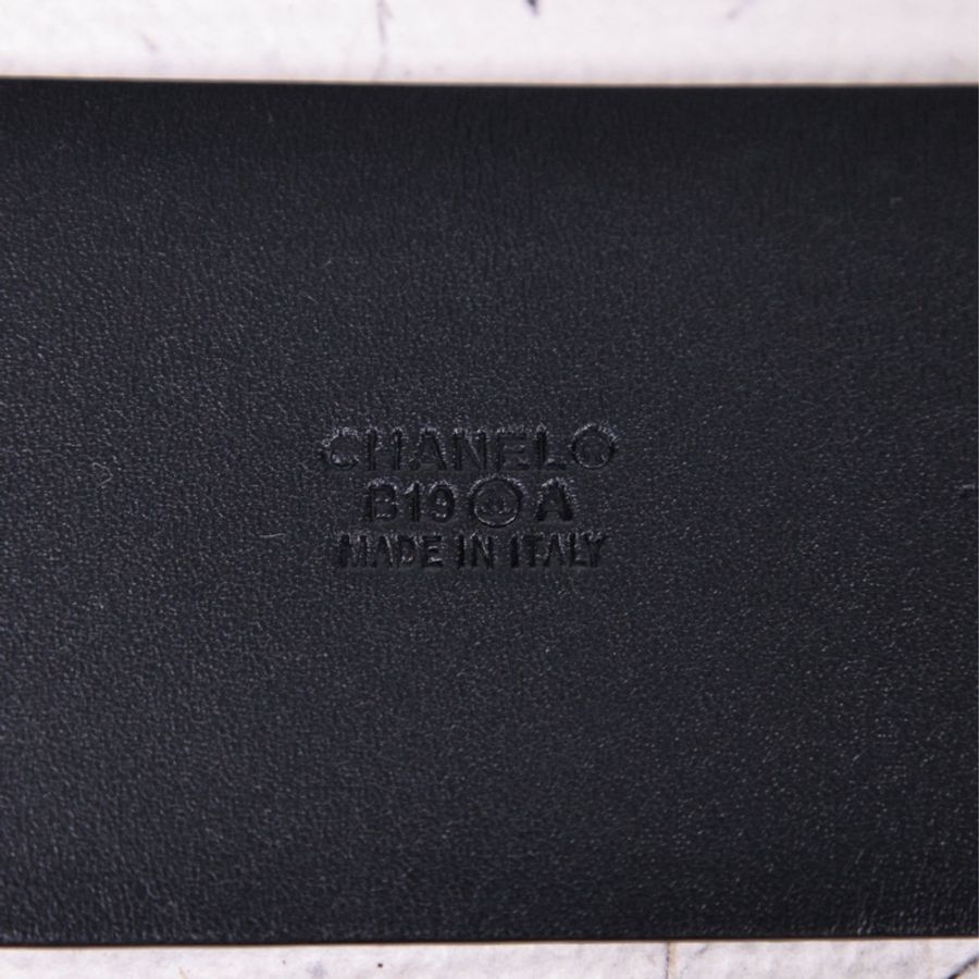 Chanel 19年埃及系列黑金cc鳄鱼压纹皮带腰带-13