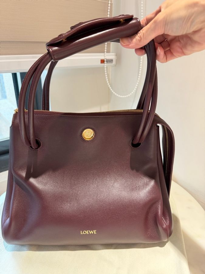 🤎 LOEWE Paseo Satchel Medium 酒紅色｜近全新｜全套附件-3