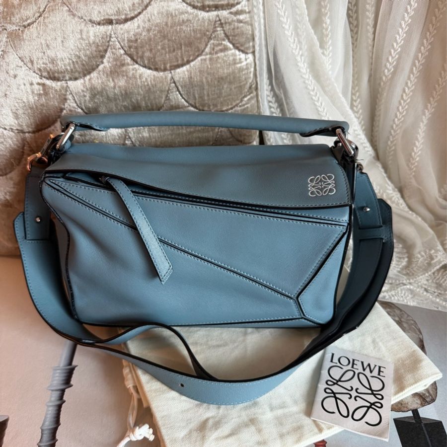 羅意威 霧霾藍 幾何包 小號。loewe puzzle bag small size blue 斜挎包 手提包 斜背包-6