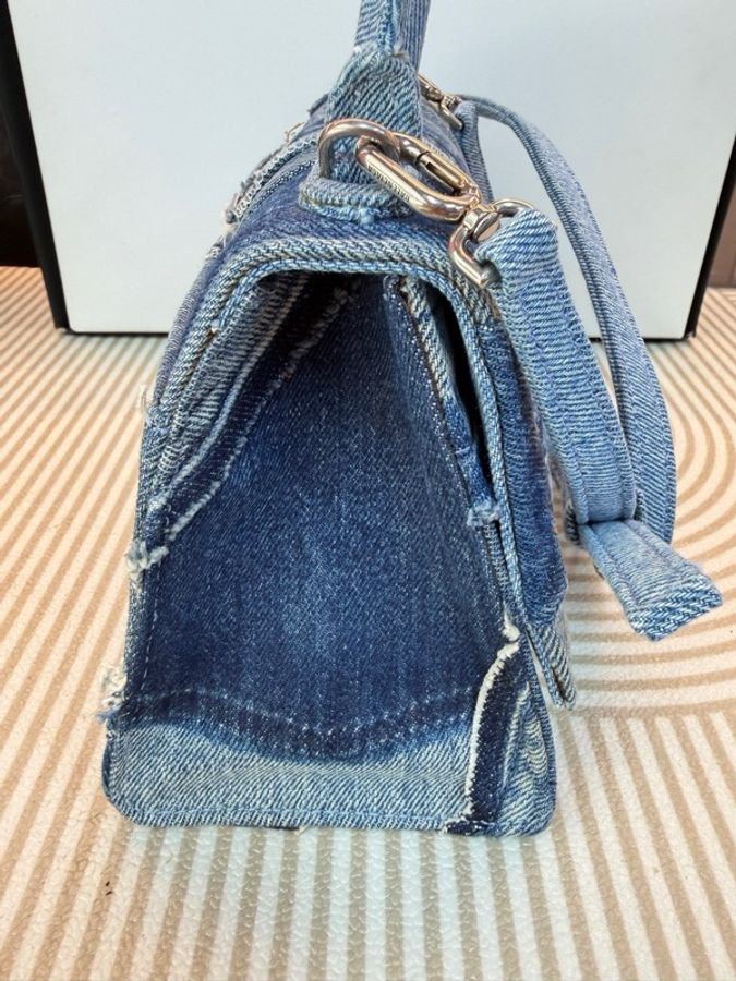 Balenciaga巴黎世家 Hourglass沙漏包S號牛仔藍限量款有肩帶-3