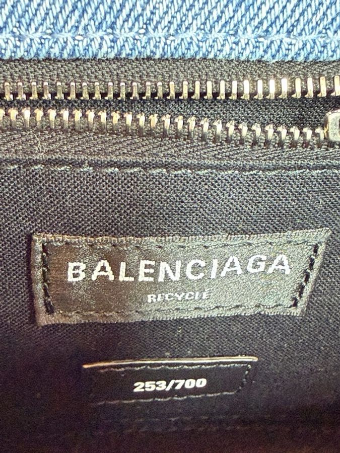 Balenciaga巴黎世家 Hourglass沙漏包S號牛仔藍限量款有肩帶-8