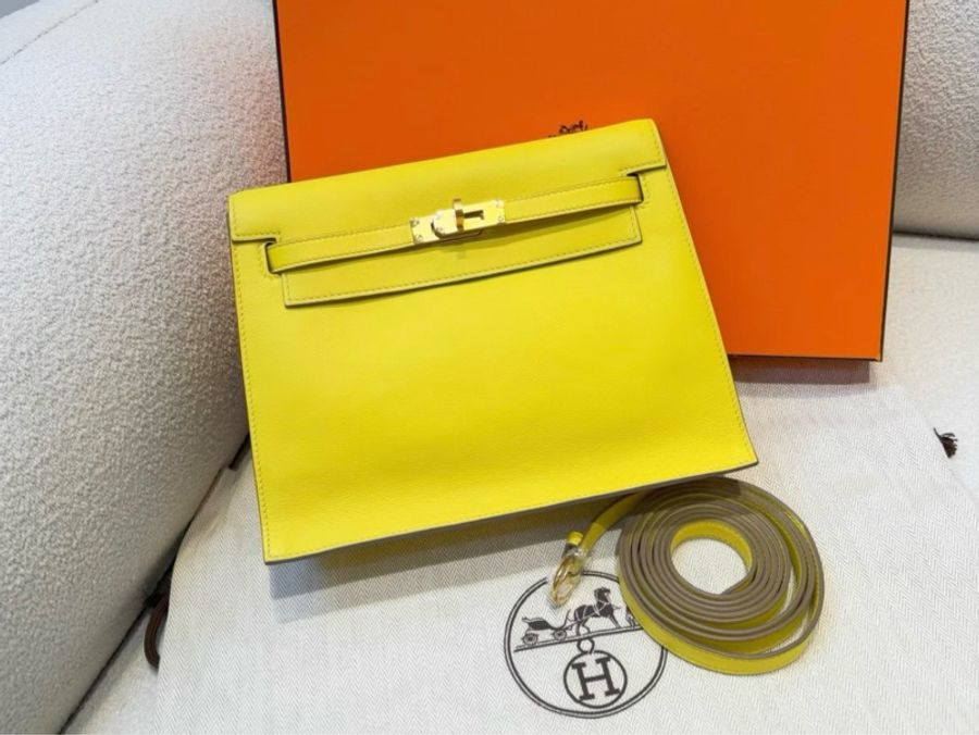 Hermes Kelly danse 9R檸檬黃金扣 Y刻-0