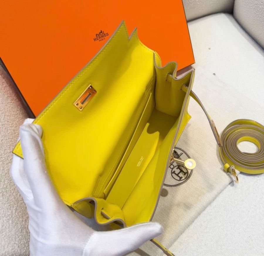Hermes Kelly danse 9R檸檬黃金扣 Y刻-5