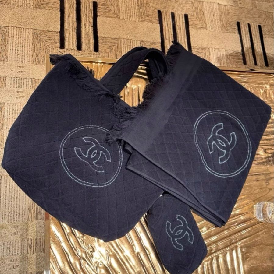 CHANEL✨毛巾托特包沙灘巾沙灘包收納包 三合一組合-0