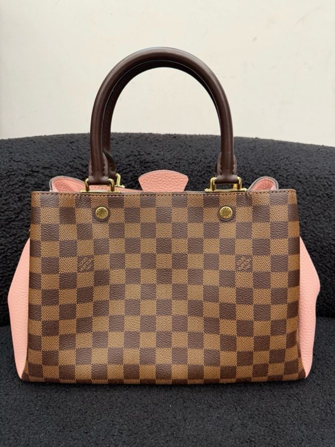 LV/路易威登 Brittany棕棋盤格木藍粉色手提單肩包-1