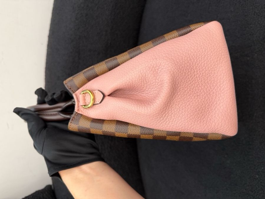 LV/路易威登 Brittany棕棋盤格木藍粉色手提單肩包-2