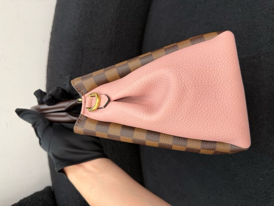 LV/路易威登 Brittany棕棋盤格木藍粉色手提單肩包-3