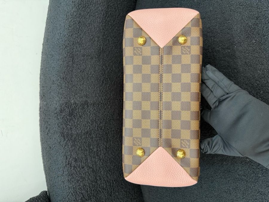 LV/路易威登 Brittany棕棋盤格木藍粉色手提單肩包-4