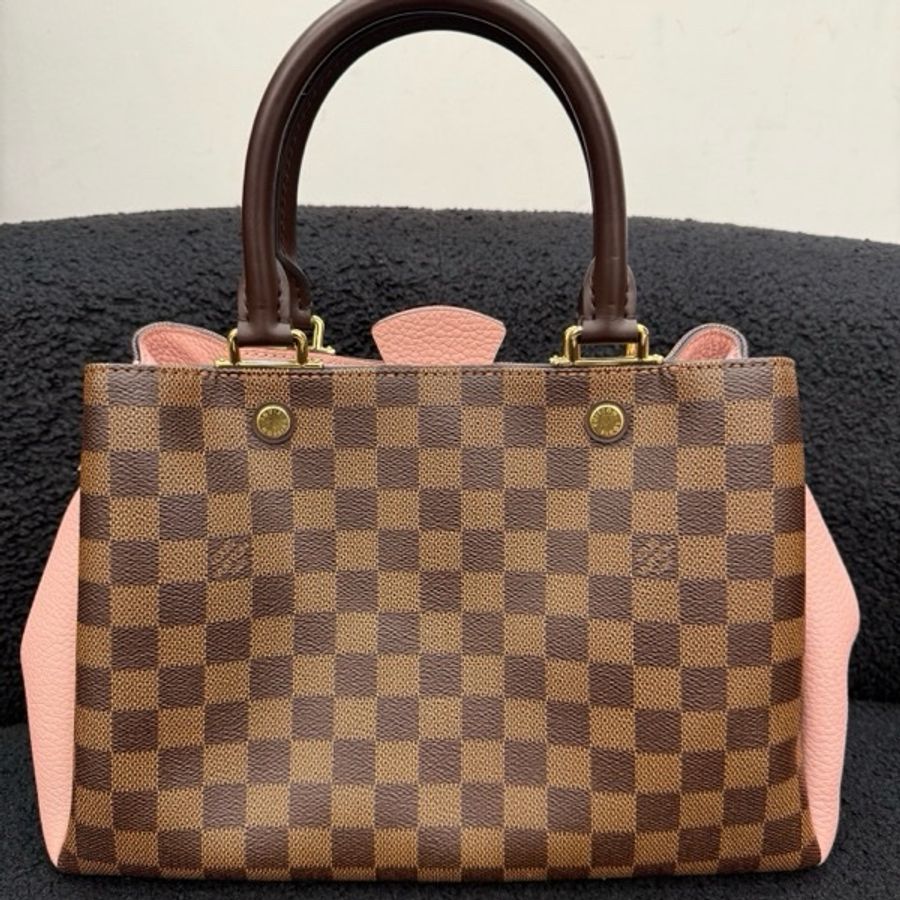 LV/路易威登 Brittany棕棋盤格木藍粉色手提單肩包-7