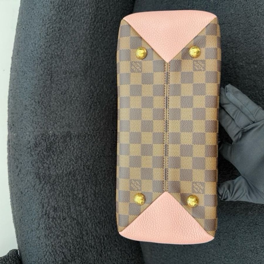 LV/路易威登 Brittany棕棋盤格木藍粉色手提單肩包-8