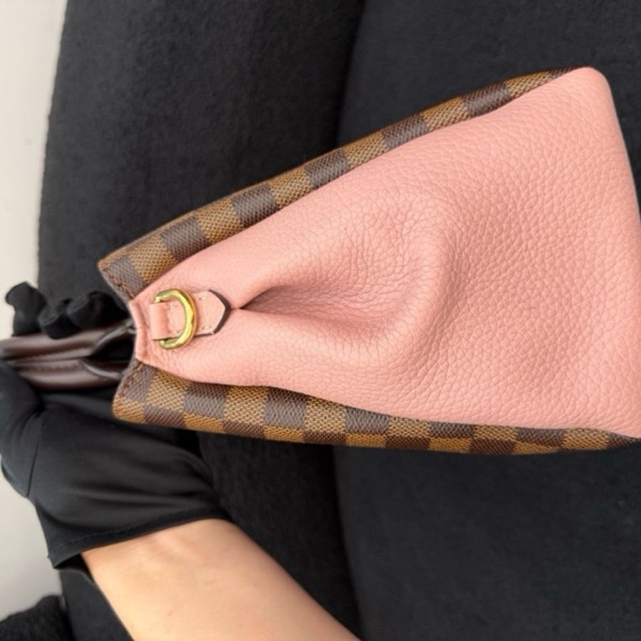 LV/路易威登 Brittany棕棋盤格木藍粉色手提單肩包-10