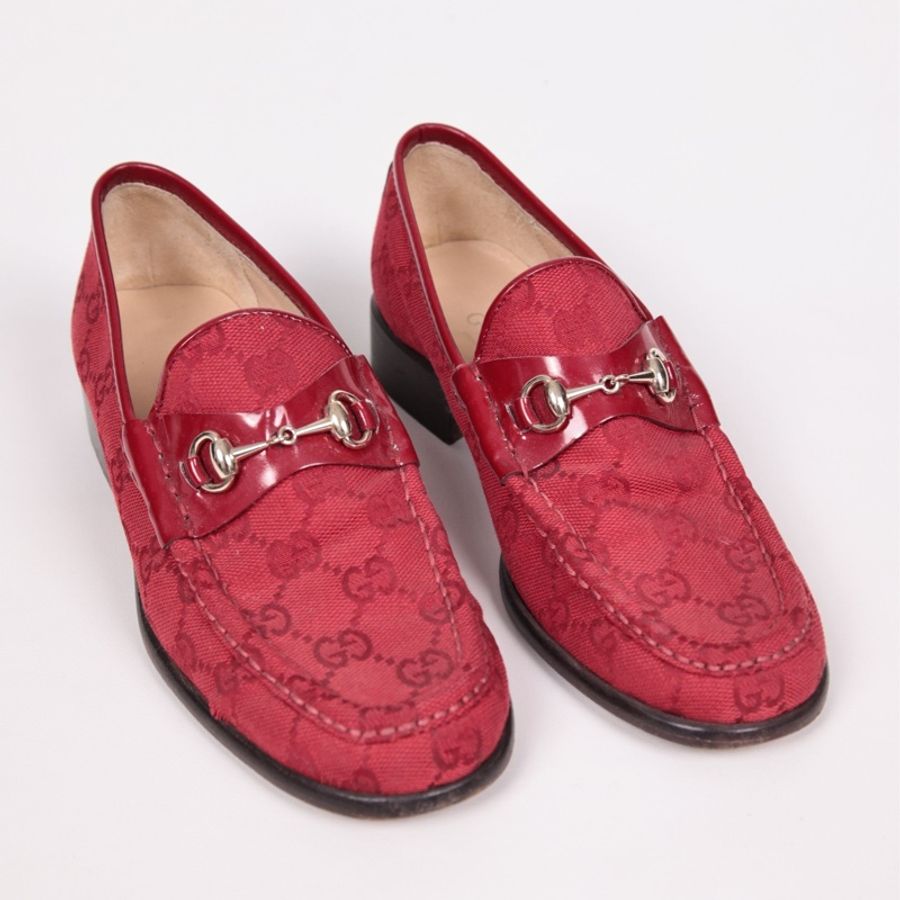 Gucci 红色帆布老花乐福鞋-2