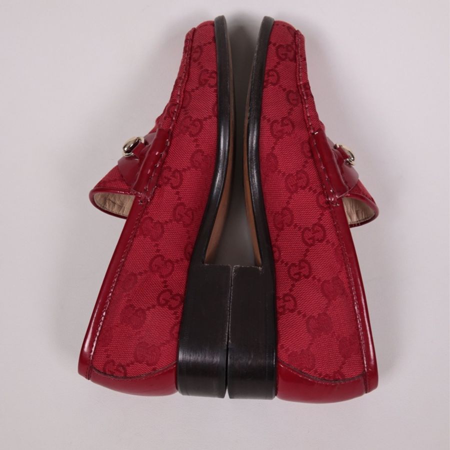 Gucci 红色帆布老花乐福鞋-7