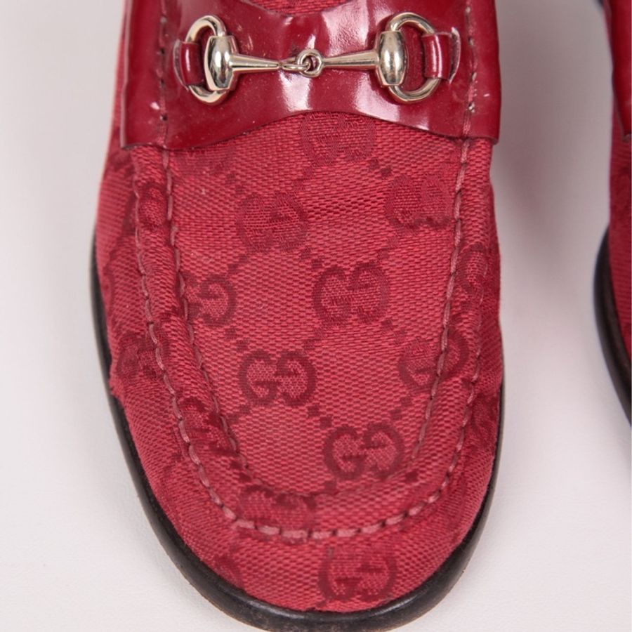 Gucci 红色帆布老花乐福鞋-11