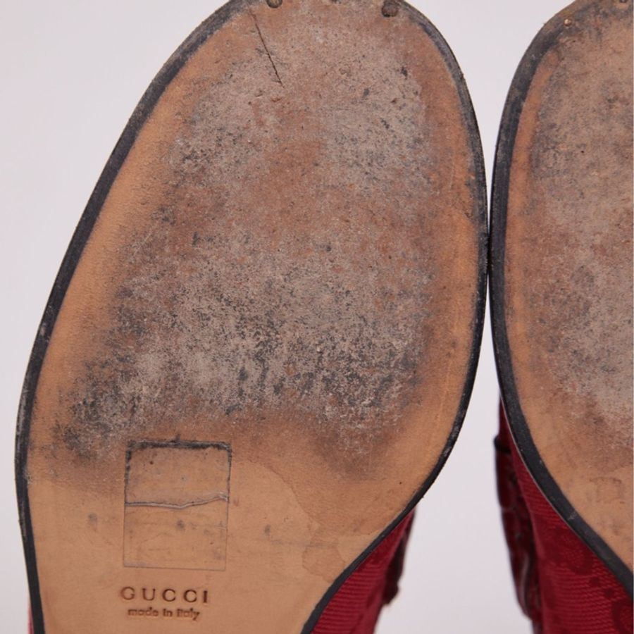 Gucci 红色帆布老花乐福鞋-22