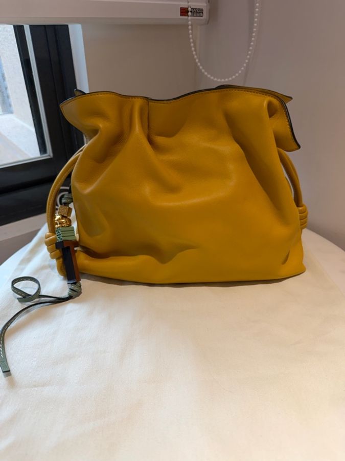 LOEWE Flamenco Medium 芥末黃 Nappa 小牛皮｜近新完整配件  💛 LOEWE 經典 Flamenco Medium，中型尺寸。-9