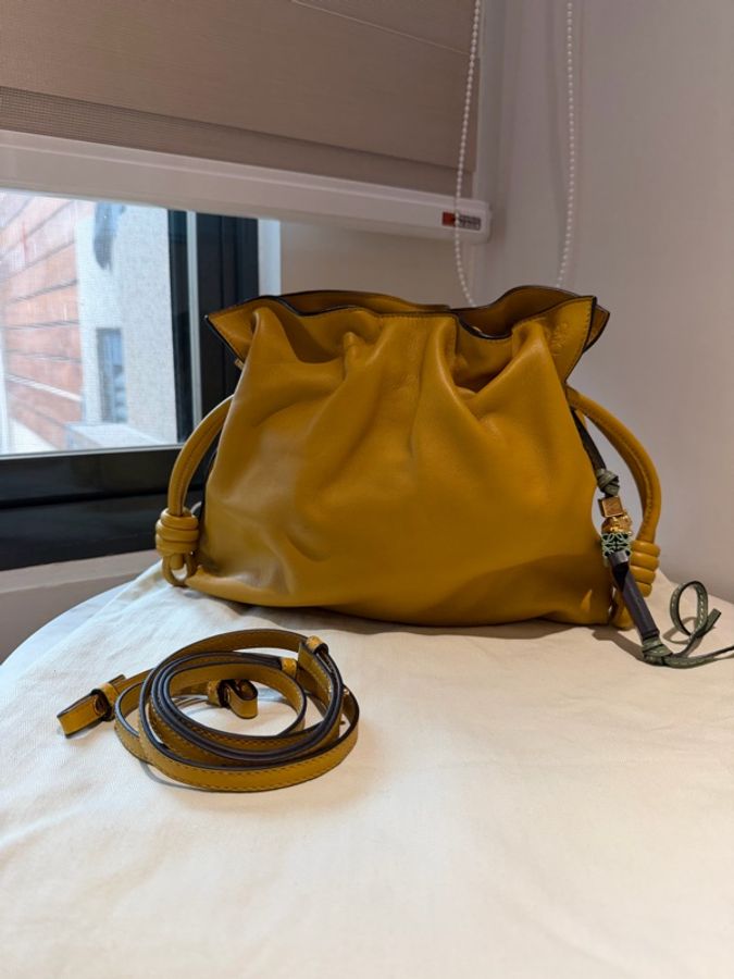 LOEWE Flamenco Medium 芥末黃 Nappa 小牛皮|近新完整配件 💛 LOEWE 經典 Flamenco Medium,中型尺寸。-8