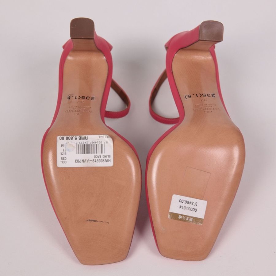Valentino 西瓜红皮革绑带高跟鞋-8
