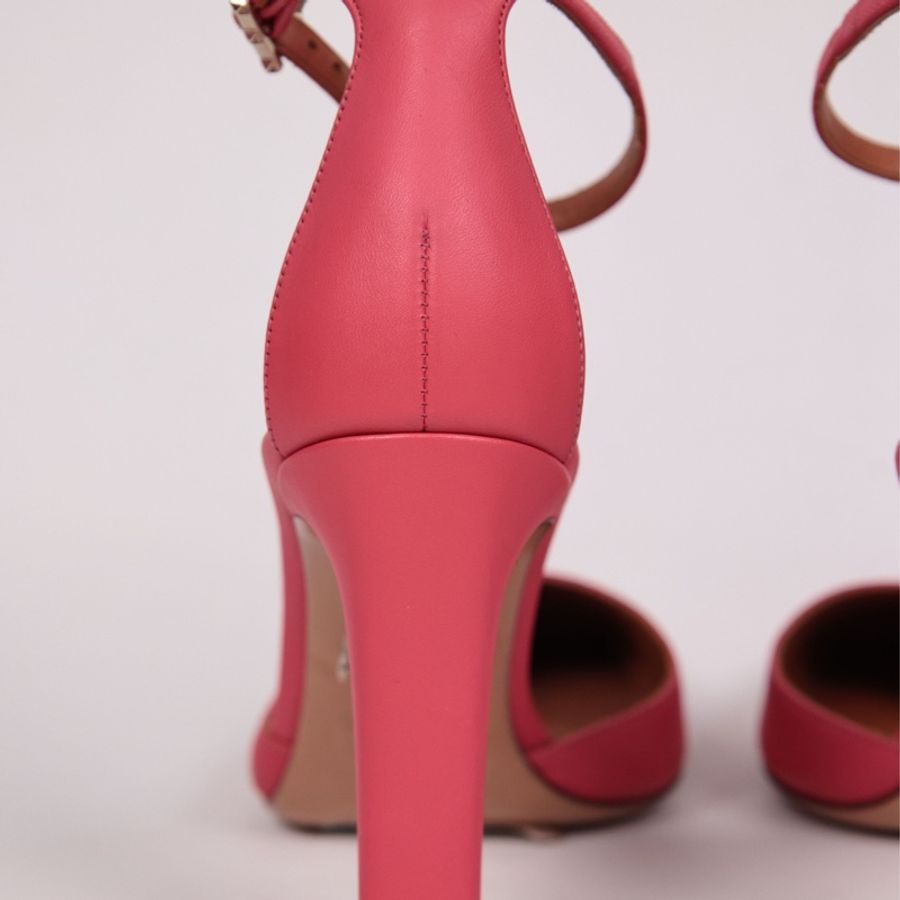 Valentino 西瓜红皮革绑带高跟鞋-12