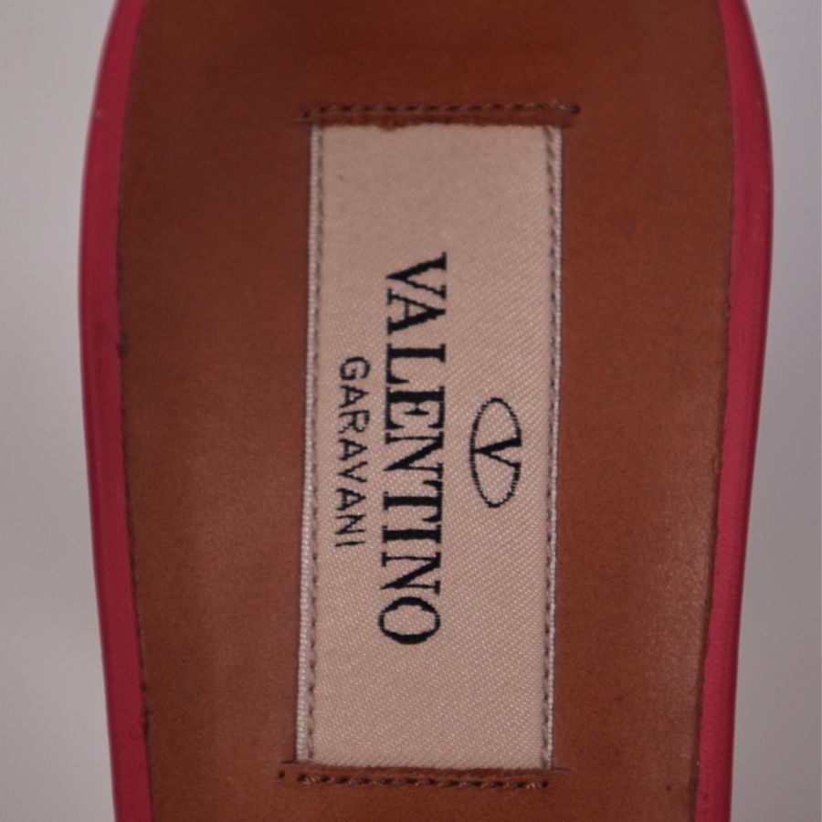 Valentino 西瓜红皮革绑带高跟鞋-40