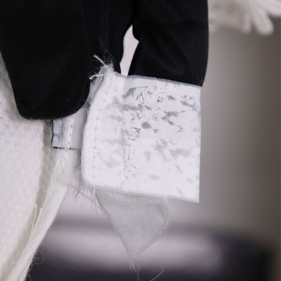 Valentino白色蕾丝花花滚边拉链圆领短袖上衣-18