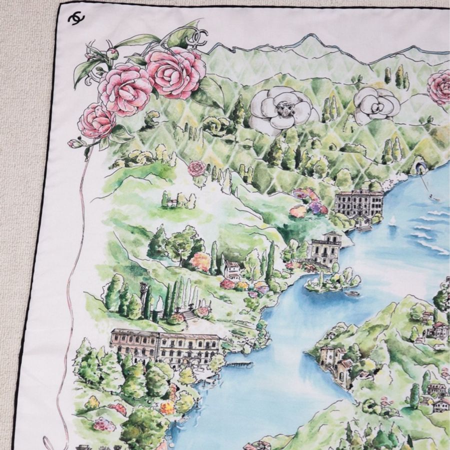 Chanel 26C早春度假系列意大利科莫湖埃斯特庄园丝巾-7