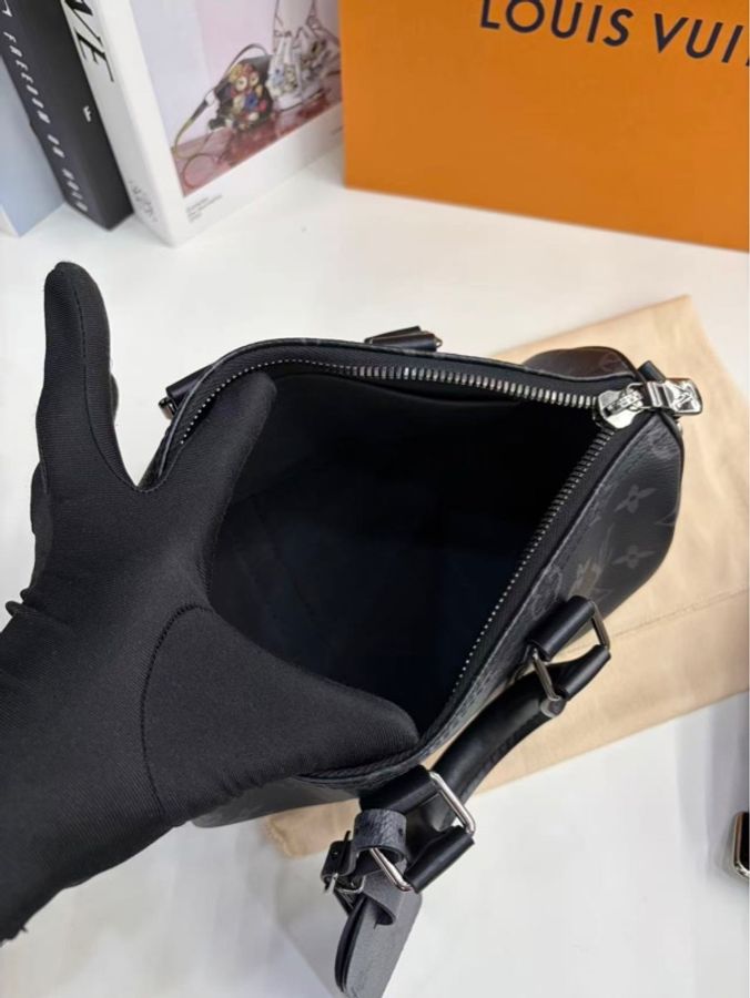 99新 路易威登/Louis Vuitton  黑武士keepall25  芯片款 底長25cm-8