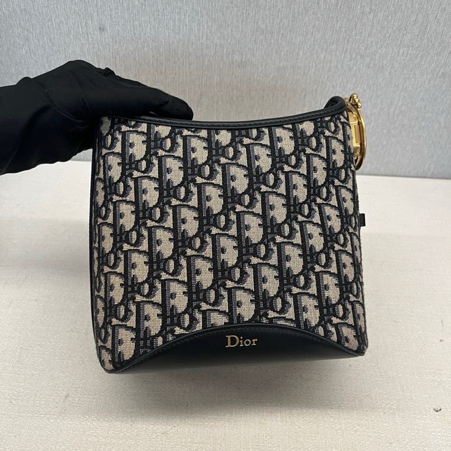 Dior迪奧Medaillon小號水桶包老花藍色刺繡單肩包手提包-2