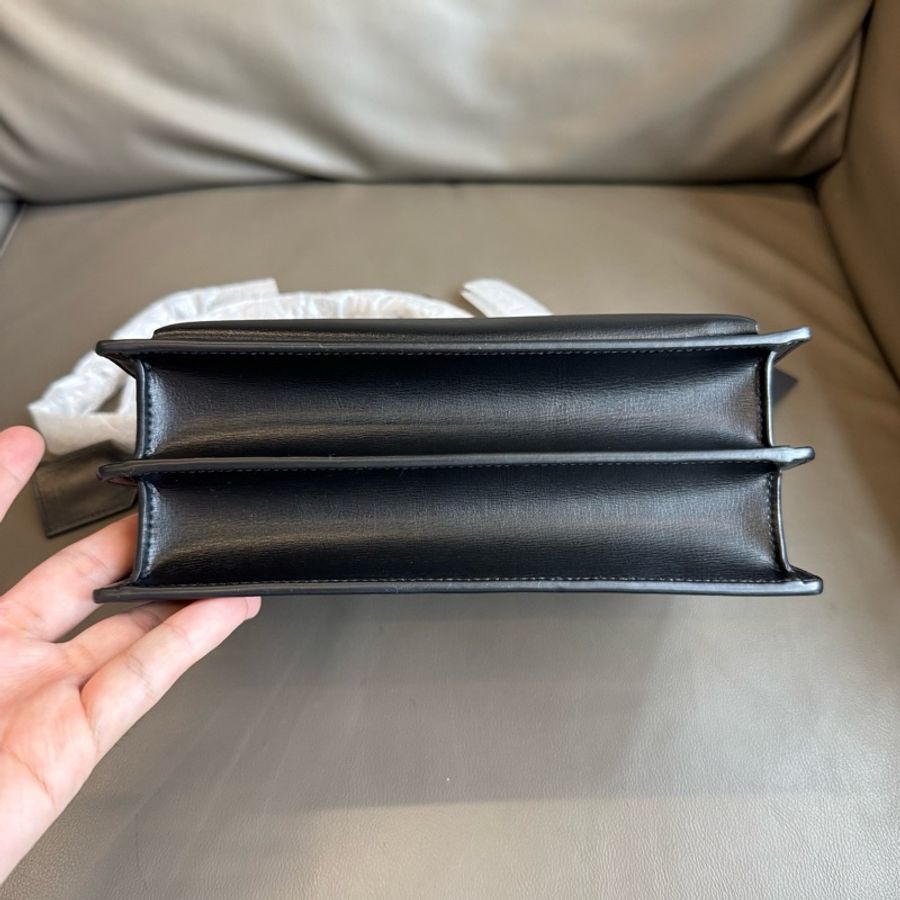 聖羅蘭/Saint laurent SUNSET系列 中號黑金全皮日落包手提包斜挎包單肩包-6