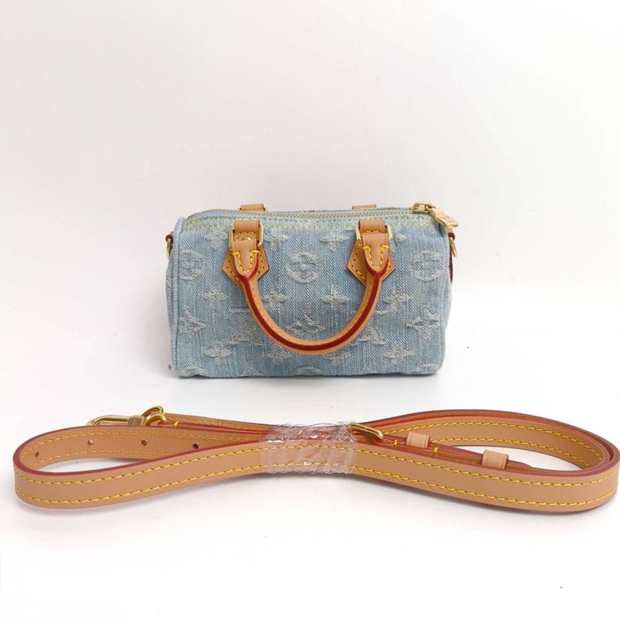 LV Louis Vuitton /路易威登speedy nano單寧牛仔手提包斜挎包-0