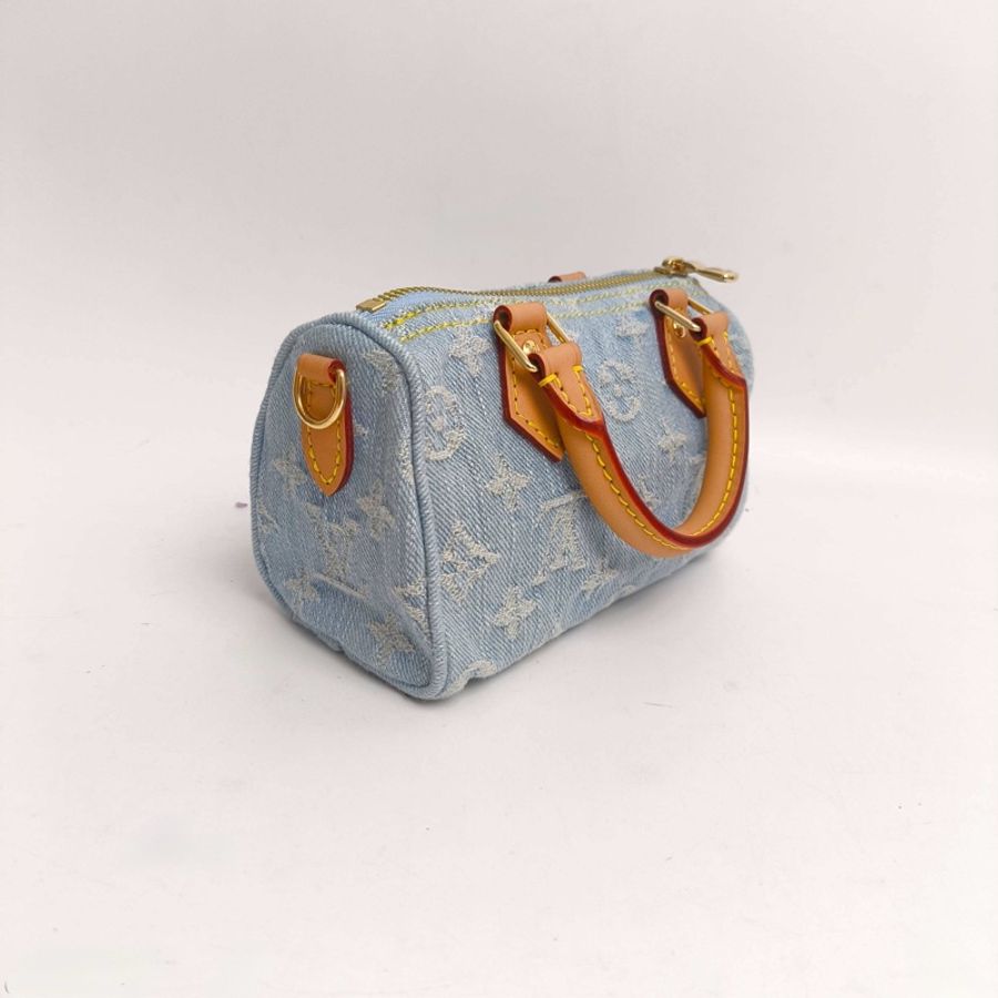 LV Louis Vuitton /路易威登speedy nano單寧牛仔手提包斜挎包-2