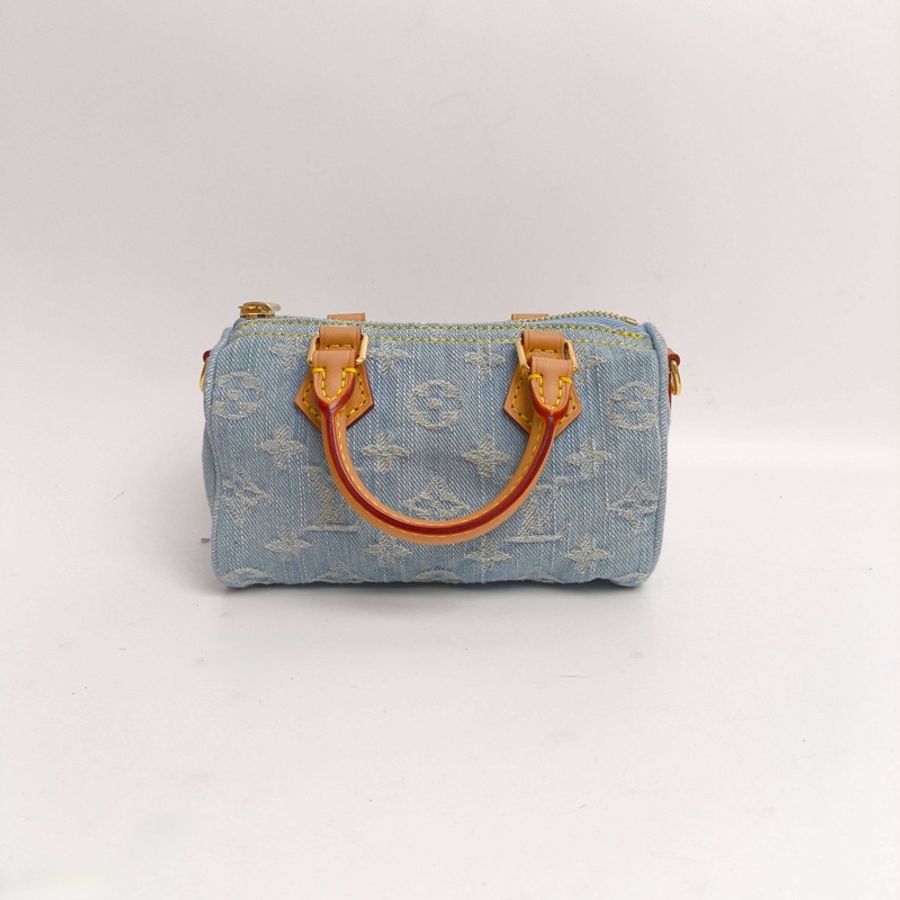 LV Louis Vuitton /路易威登speedy nano單寧牛仔手提包斜挎包-6