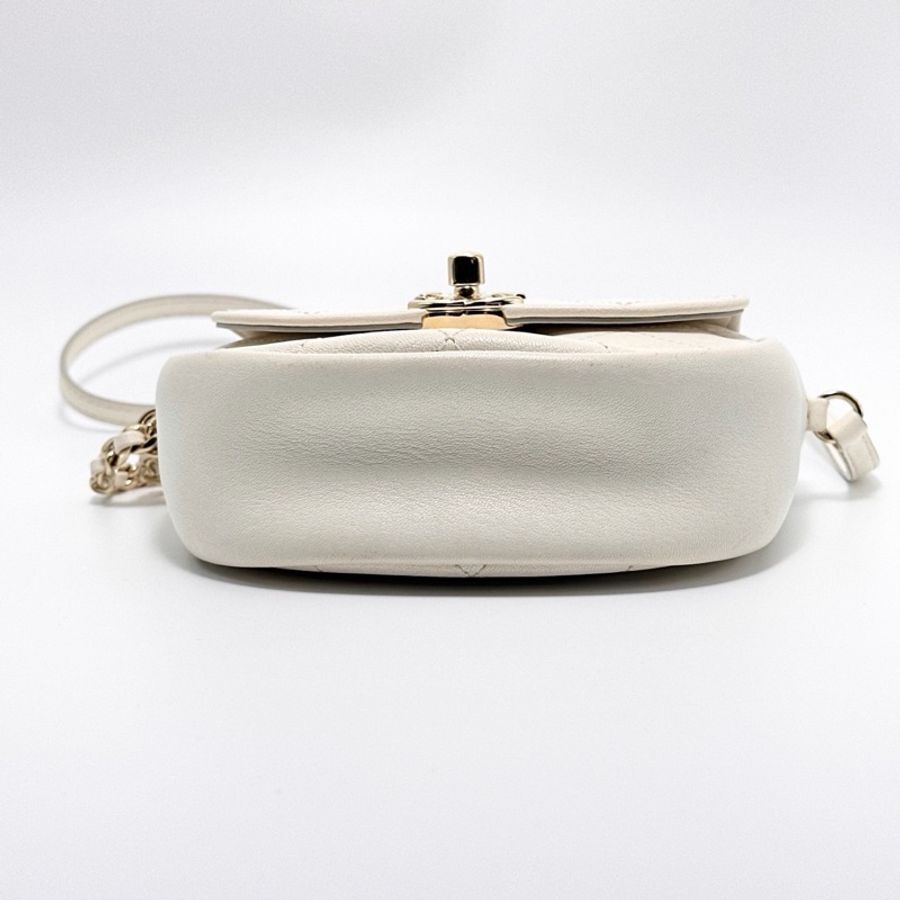 【威選精品】🤍 CHANEL 白色金扣馬鞍鏈條包-7