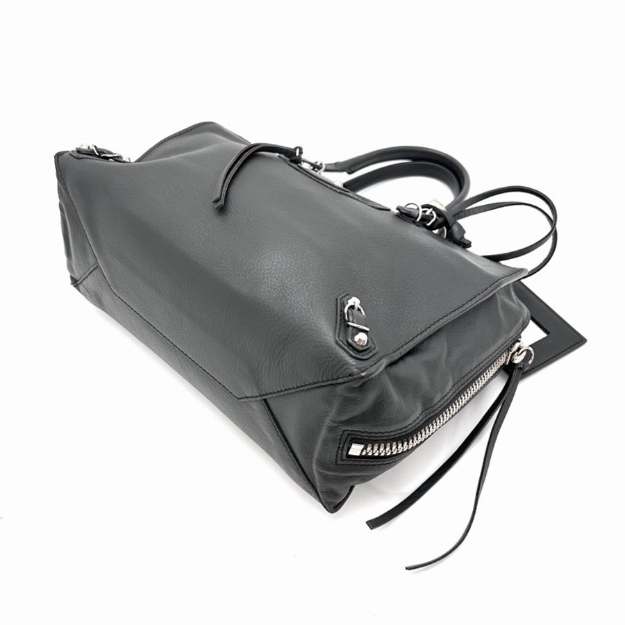 【威選精品】🩶 BALENCIAGA 灰色銀扣機車托特包-1
