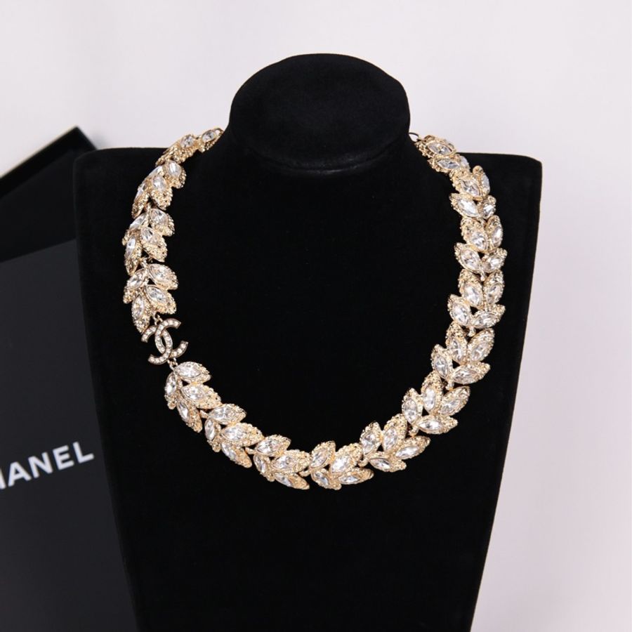 Chanel 26C鎏金麦穗莱茵石chocker短项链-1