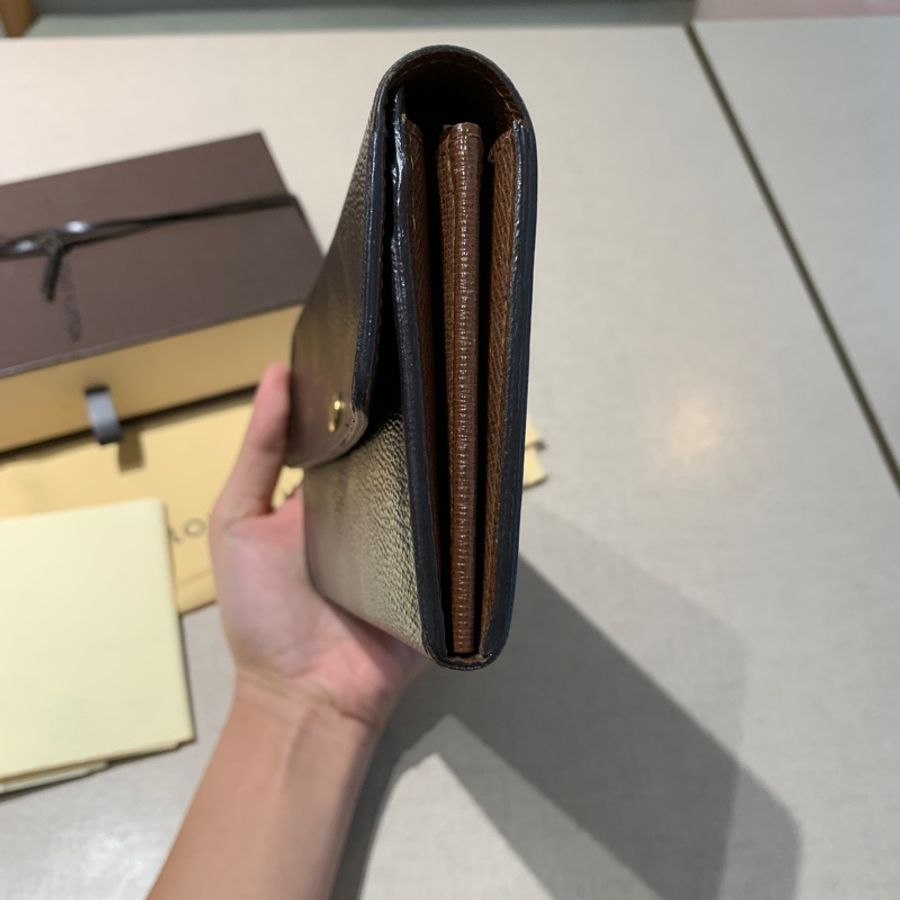 台北101購入正品 Louis Vuitton 路易威登 LV 錢包 長夾 老花小金豆 長款錢包經典款發財包 扣式長夾-2