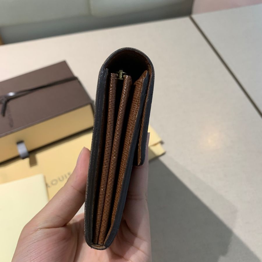 台北101購入正品 Louis Vuitton 路易威登 LV 錢包 長夾 老花小金豆 長款錢包經典款發財包 扣式長夾-4